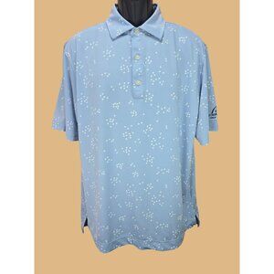 FootJoy Sky Creek Ranch Golf Club Mens Polo Large Blue Bird Print